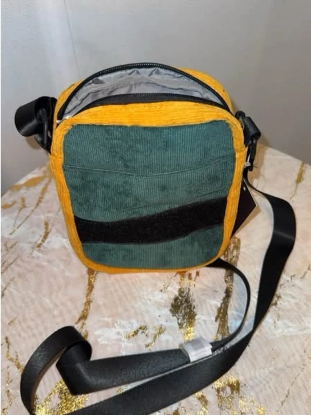 Paneled Corduroy Crossbody Bag